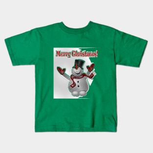 Merry Christmas Snow Man Kids T-Shirt